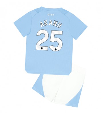 Manchester City Manuel Akanji #25 Primera Equipación Niños 2023-24 Manga Corta (+ Pantalones cortos)